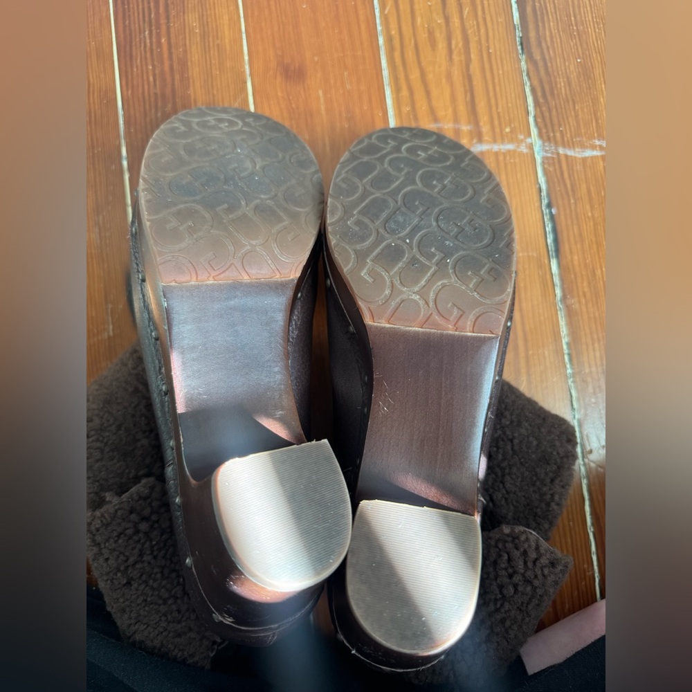 UGG Brown Sheepskin lined wood heel with metal stud work “Lynnea” Boots - Picture 12 of 16